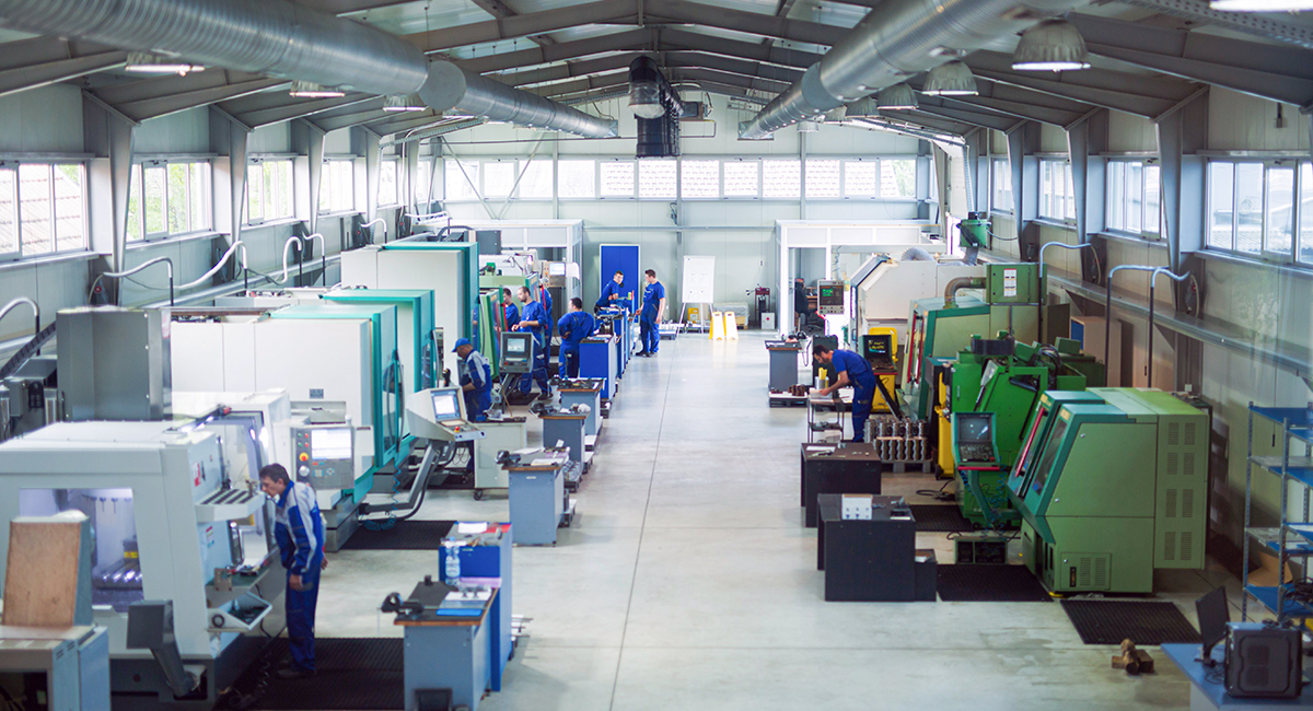 Machine shop and factory of industrial metallurgical works